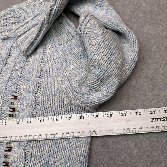 NEW‎ Vintage Y2K Tommy Hilfiger Cable Knit Sweater Womens XL Chunky Blue Heather - Picture 5 of 8